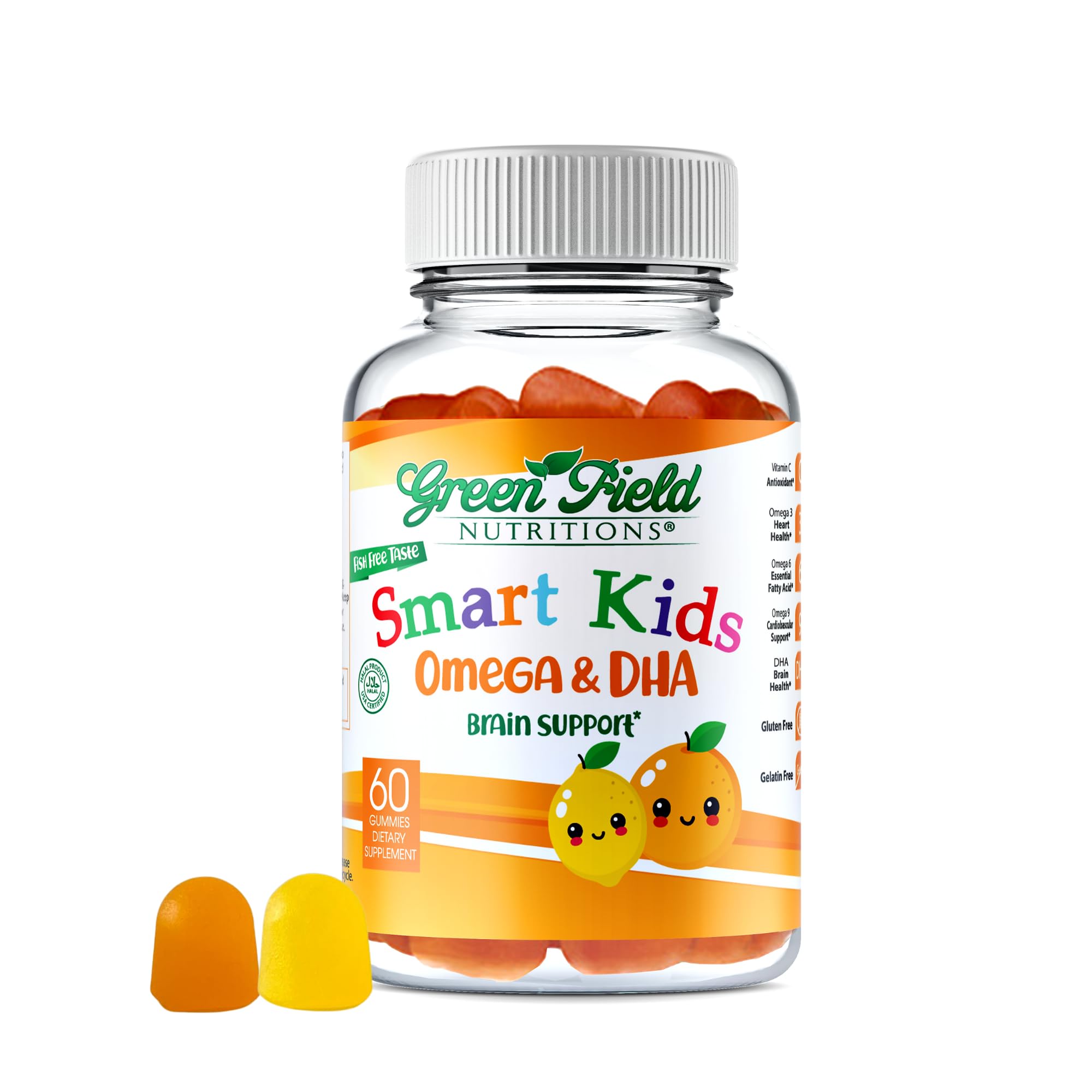 Green Field Nutritions Omega-3 bottle with DHA supports daily brain development