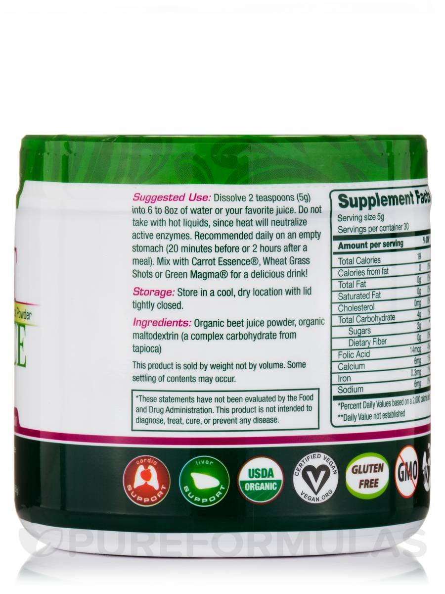 Green Foods Beet Essence pour demonstrates convenient daily serving for natural vitality.