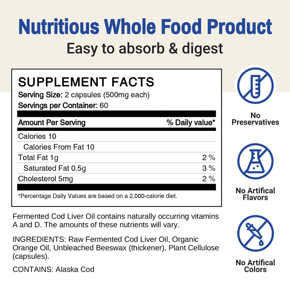 Green Pasture nutrition facts panel featuring fatty acids and minerals