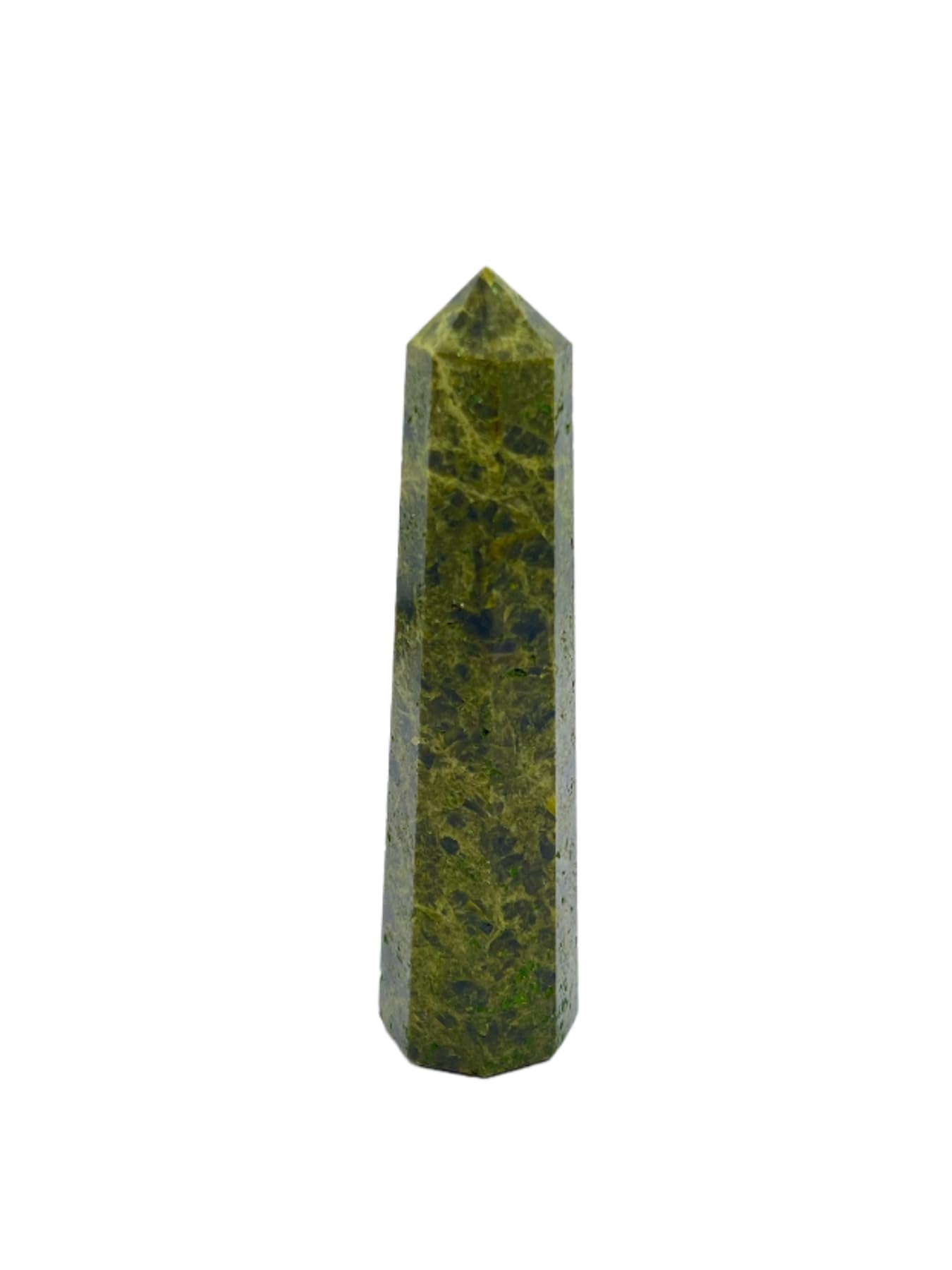 Wholesale Gem Shop green tourmaline obelisk 3inch front view highlighting energy focus