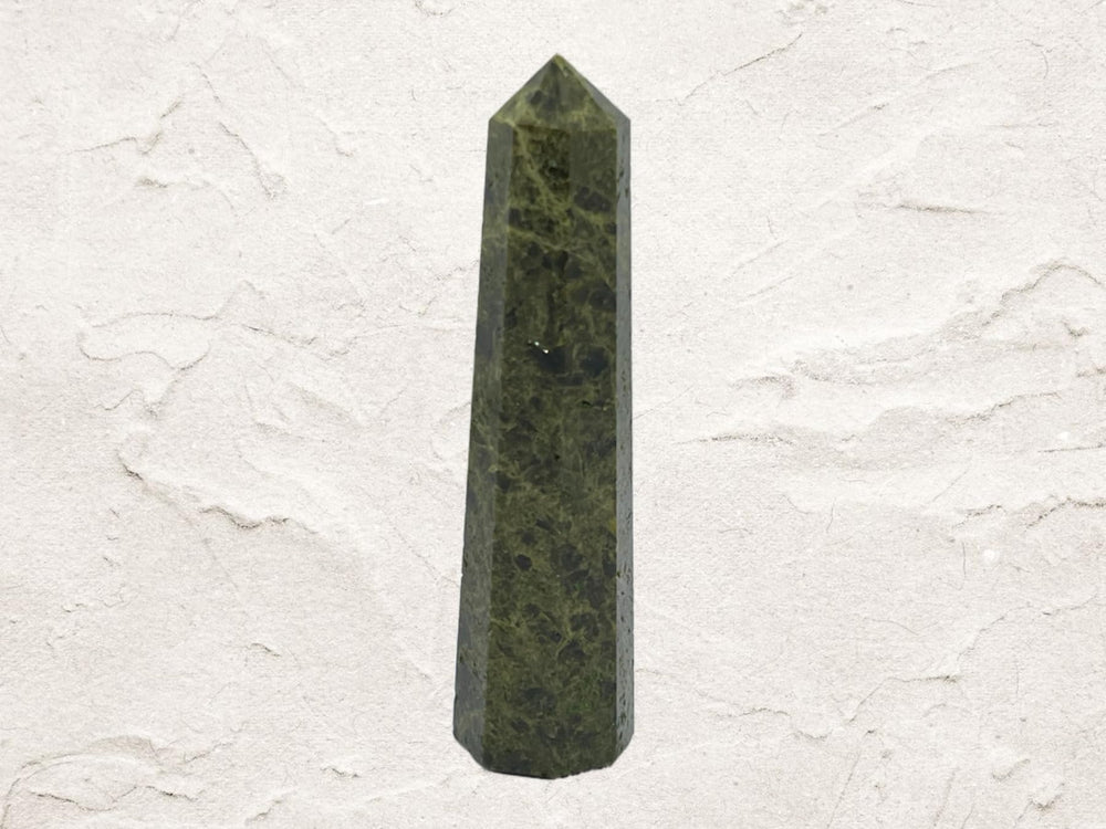 Wholesale Gem Shop green tourmaline obelisk 3inch side angle for grounding and stability