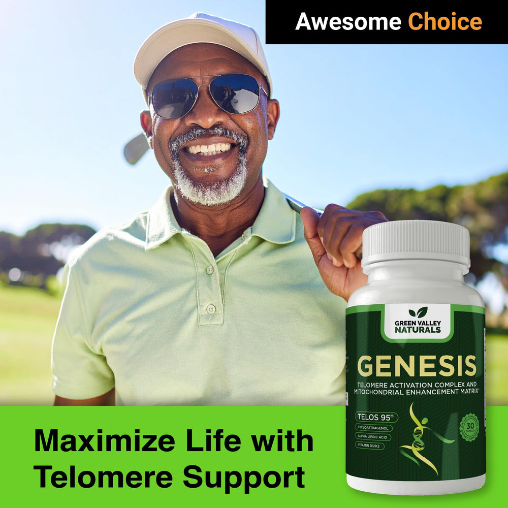 Packaging of Genesis Telomere showing quality and USA-made care