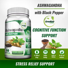 GreeNatr Ashwagandha capsules close-up for daily focus