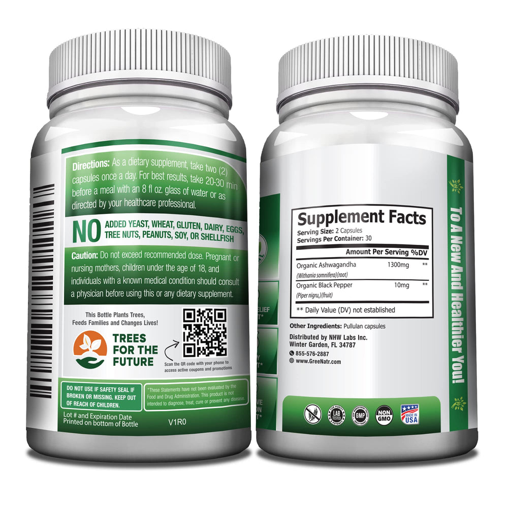 GreeNatr dosage guide illustrating two capsules daily