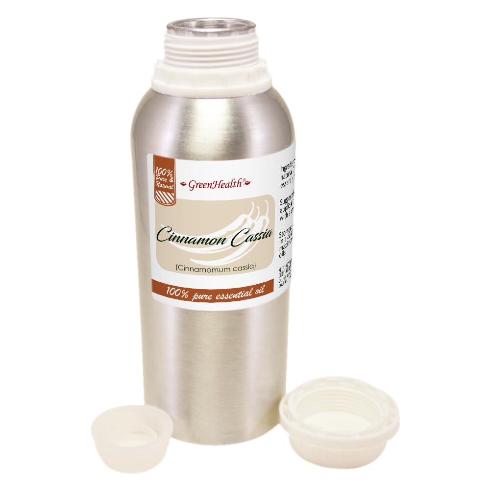 GreenHealth Cinnamon essential oil 8oz bottle cap with a secure plug cap for storage