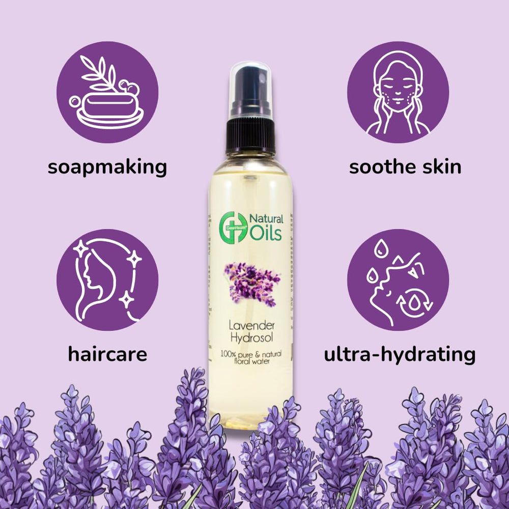 GreenHealth lavender hydrosol label close-up highlighting purity and branding