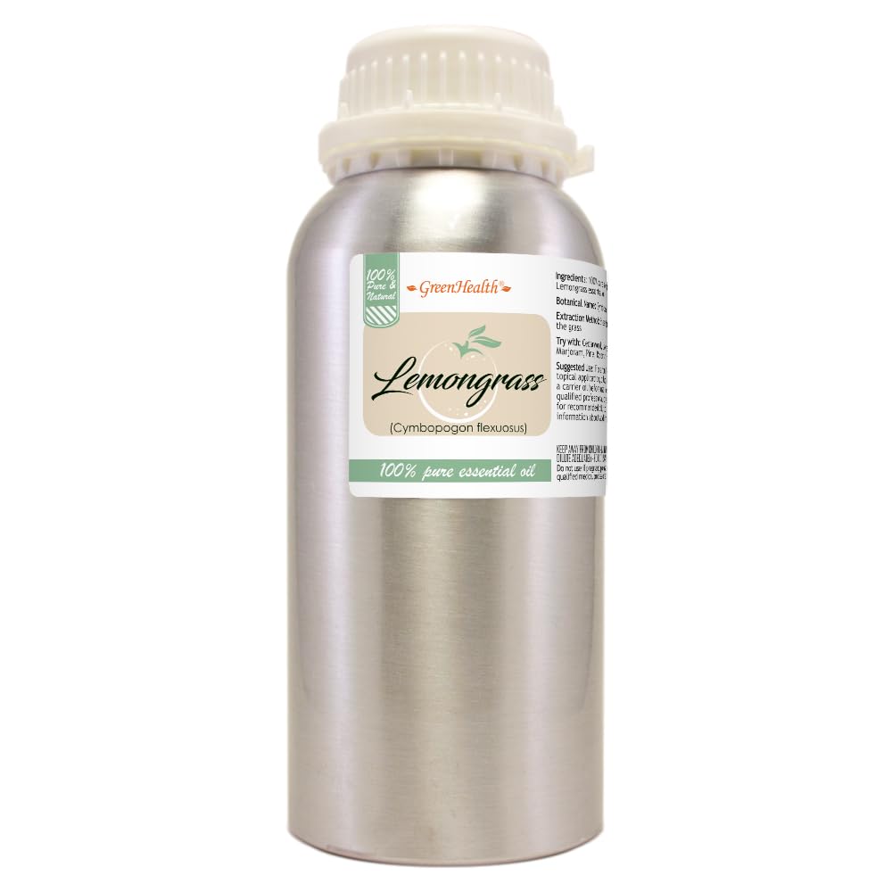 GreenHealth Lemongrass essential oil bottle for pure aromatherapy and blends.
