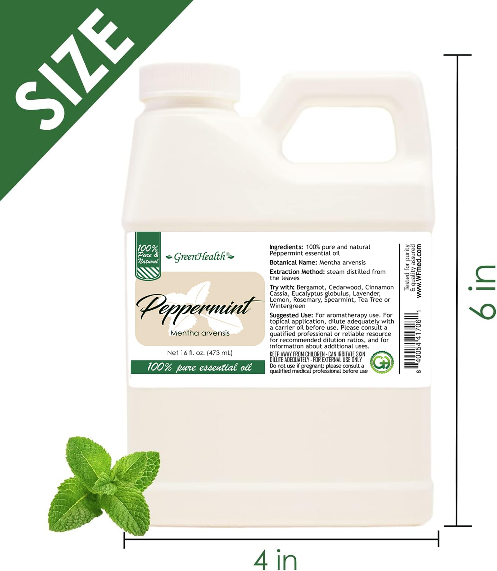 GreenHealth Peppermint Essential Oil for candles and wax melts crafting