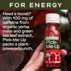 Greenhouse Juice Co energy shot green tea bottle highlights caffeine from tea.