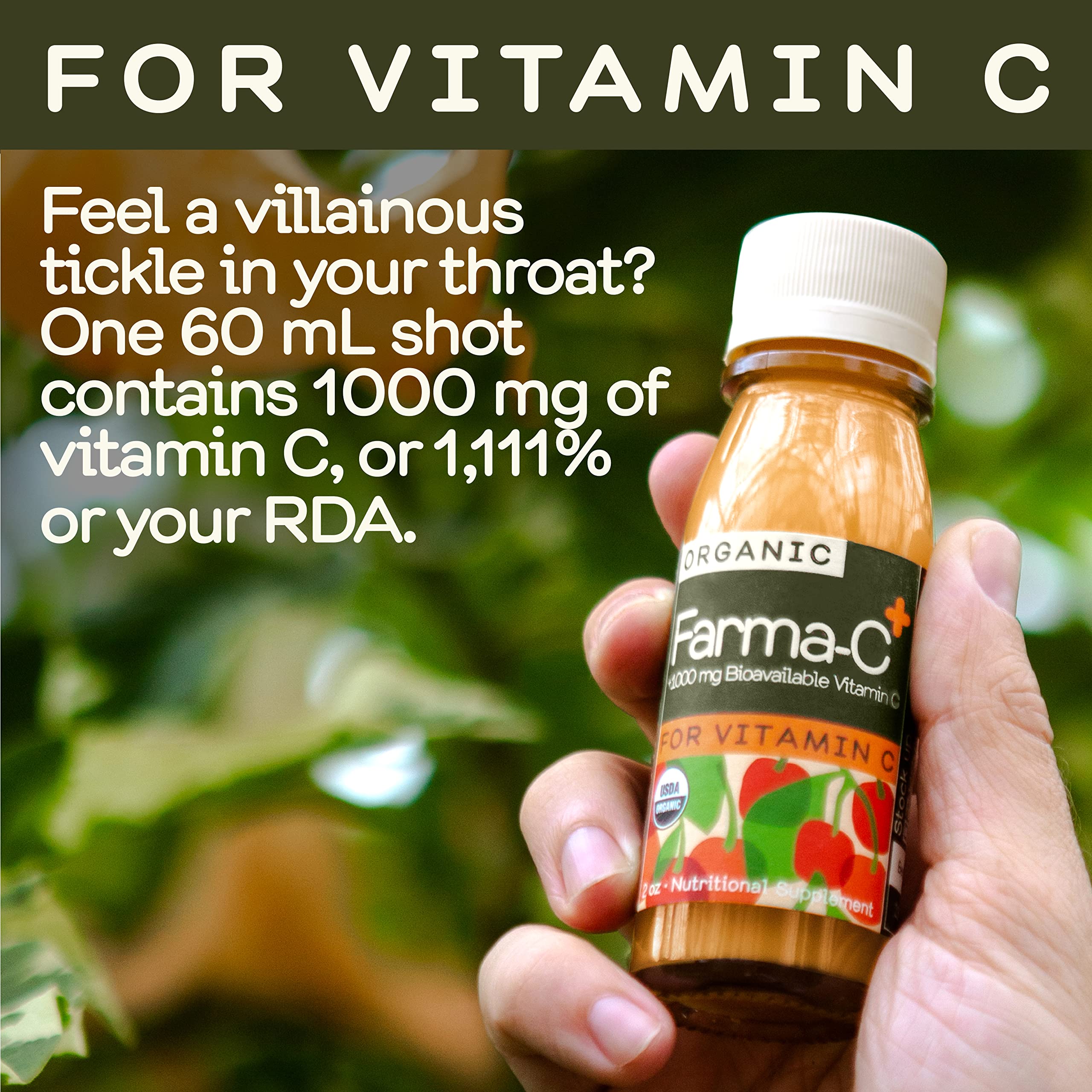 Greenhouse Juice Co. Farma-C+ shot twelve-pack designed for effortless on-the-go immunity.