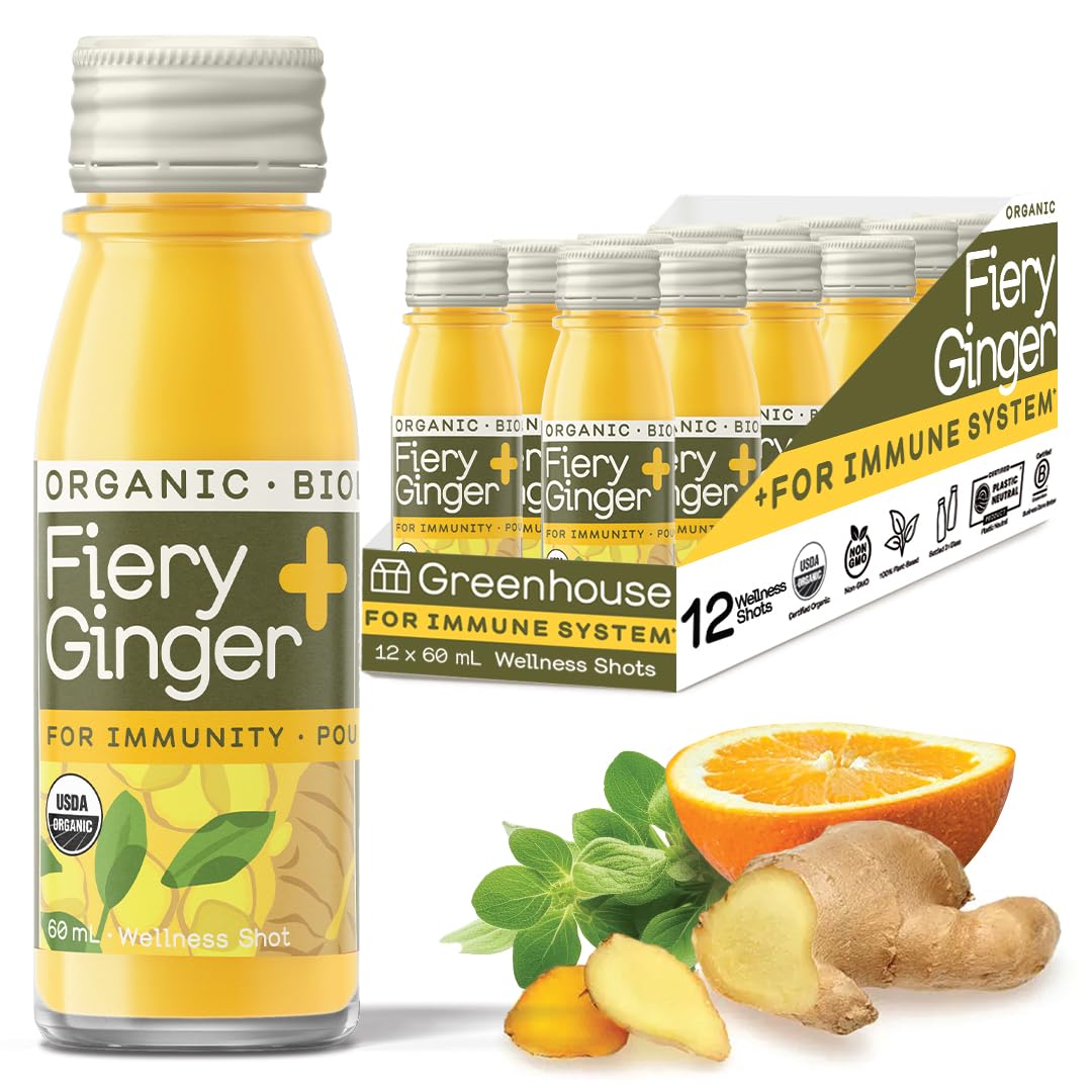 Greenhouse Juice Co. fiery-ginger-turmeric-shot-bottle highlights bold flavor and immune support.