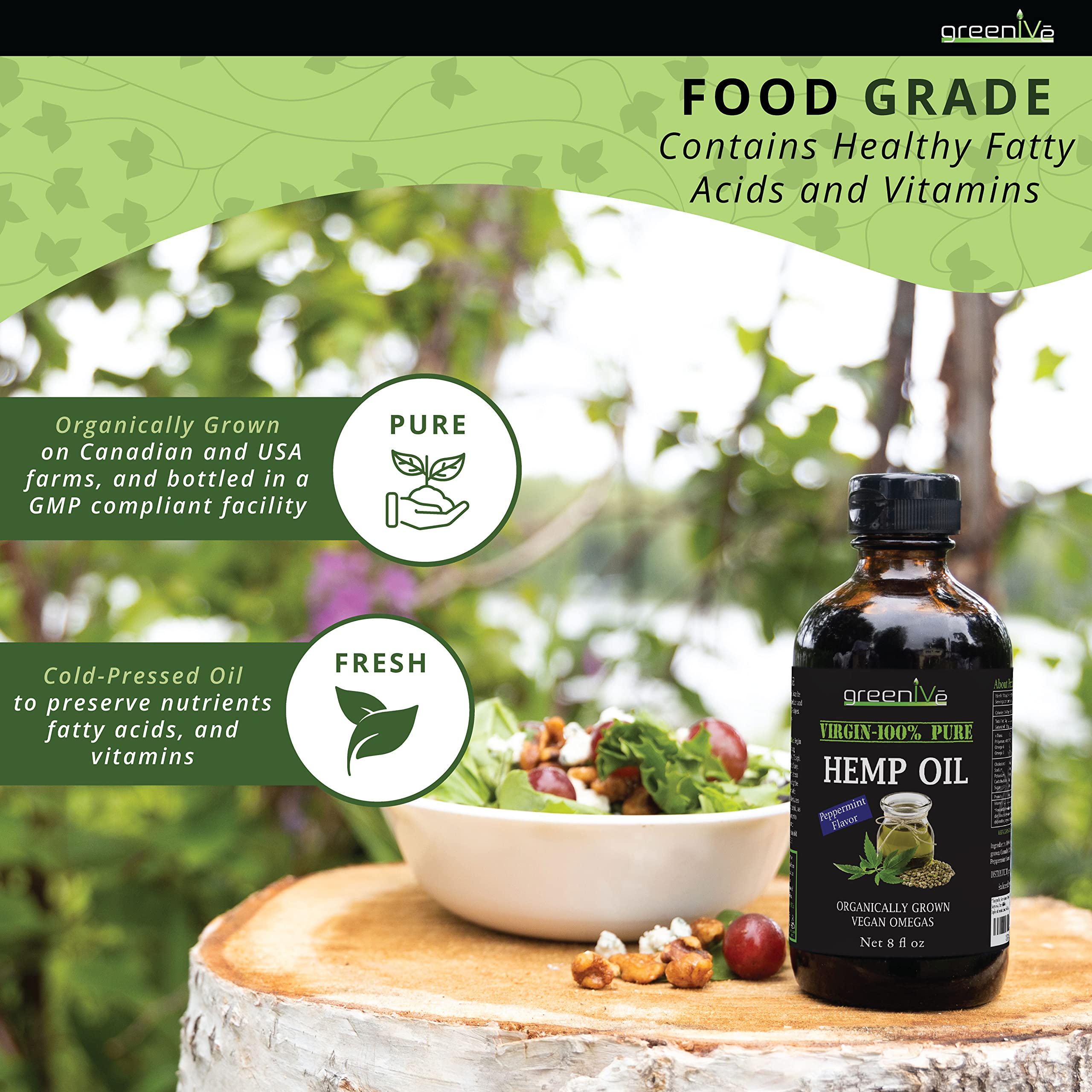 GreenIVe bottle featuring vitamin E and antioxidants for nourishment