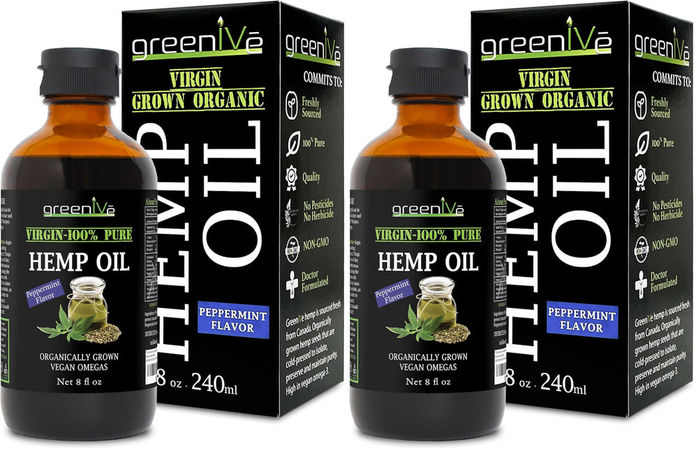 GreenIVe peppermint hemp oil bottle for daily wellness and flavor