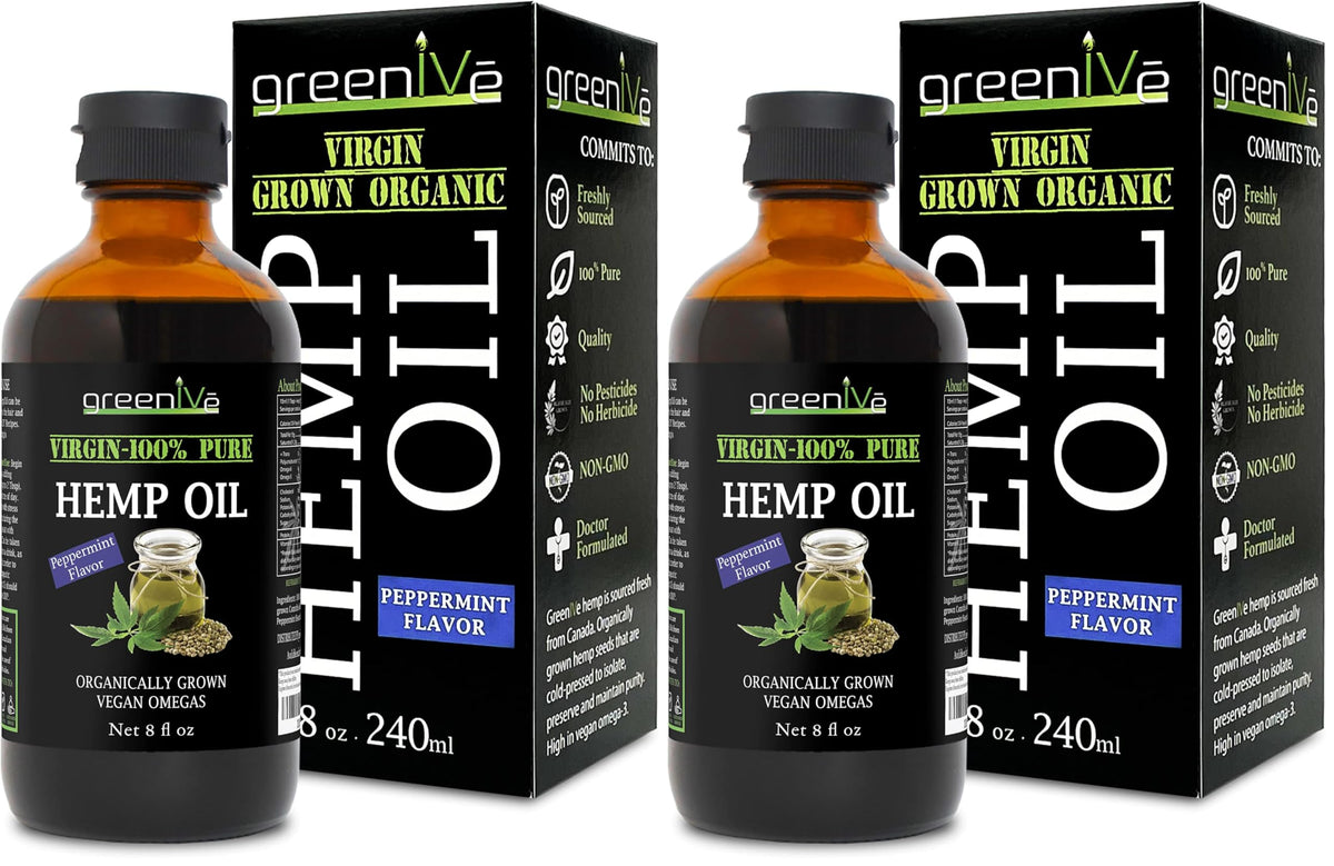 GreenIVe peppermint hemp oil bottle for daily wellness and flavor