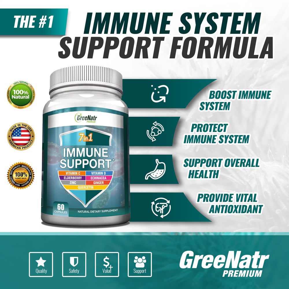 GreeNatr Immune bottle label detailing vitamin and antioxidant blend