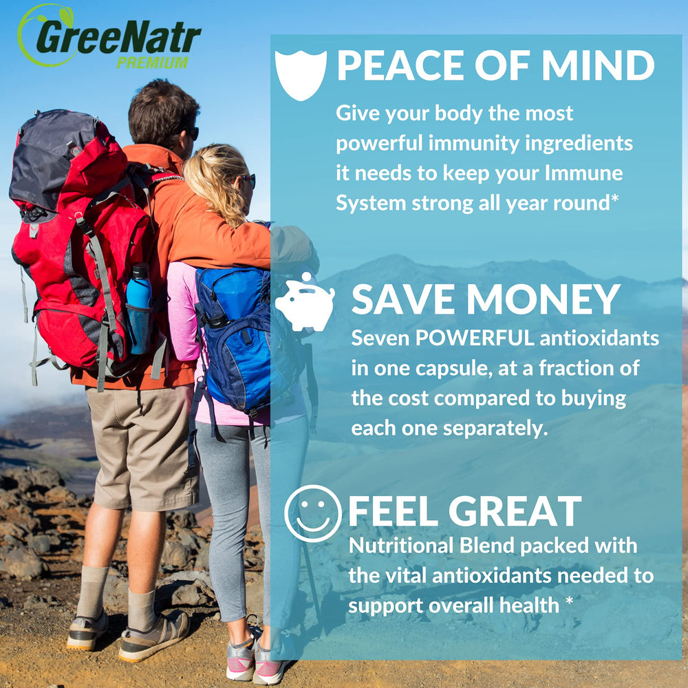 GreeNatr immune capsules closeup showing easy-to-swallow veggie capsules