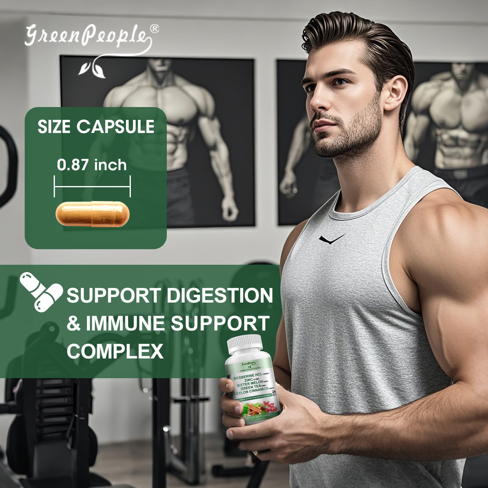 GreenPeople Berberine green tea extract illustration hints at synergy.