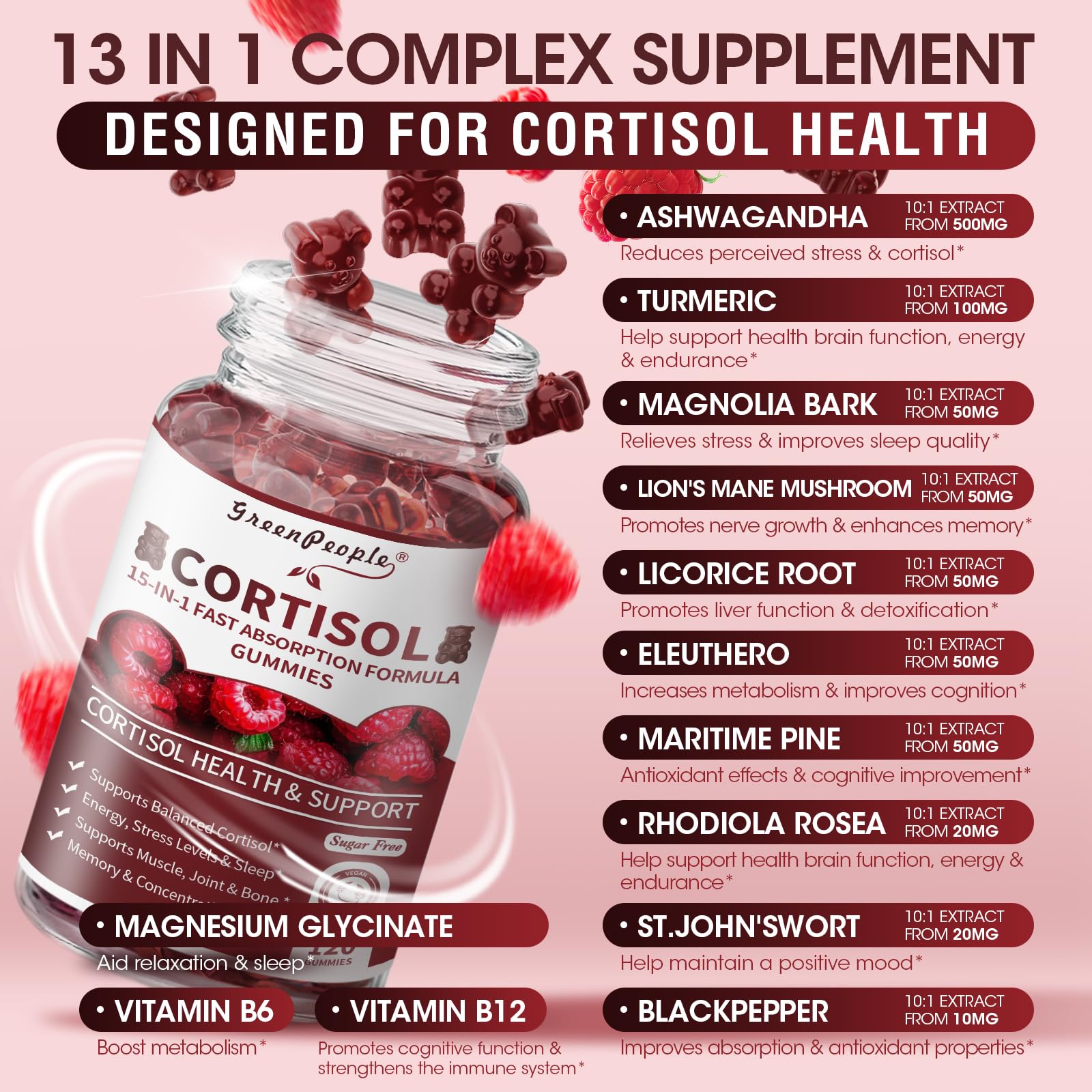 GREENPEOPLE Cortisol Gummies on-table scene for easy daily use