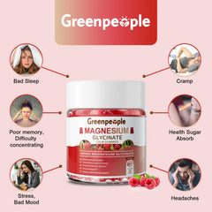 GreenPeople magnesium glycinate gummies ingredients label with D and B6 highlighted