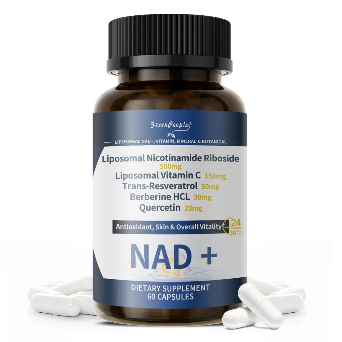GreenPeople Liposomal NAD supplement bottle for daily NAD+ support
