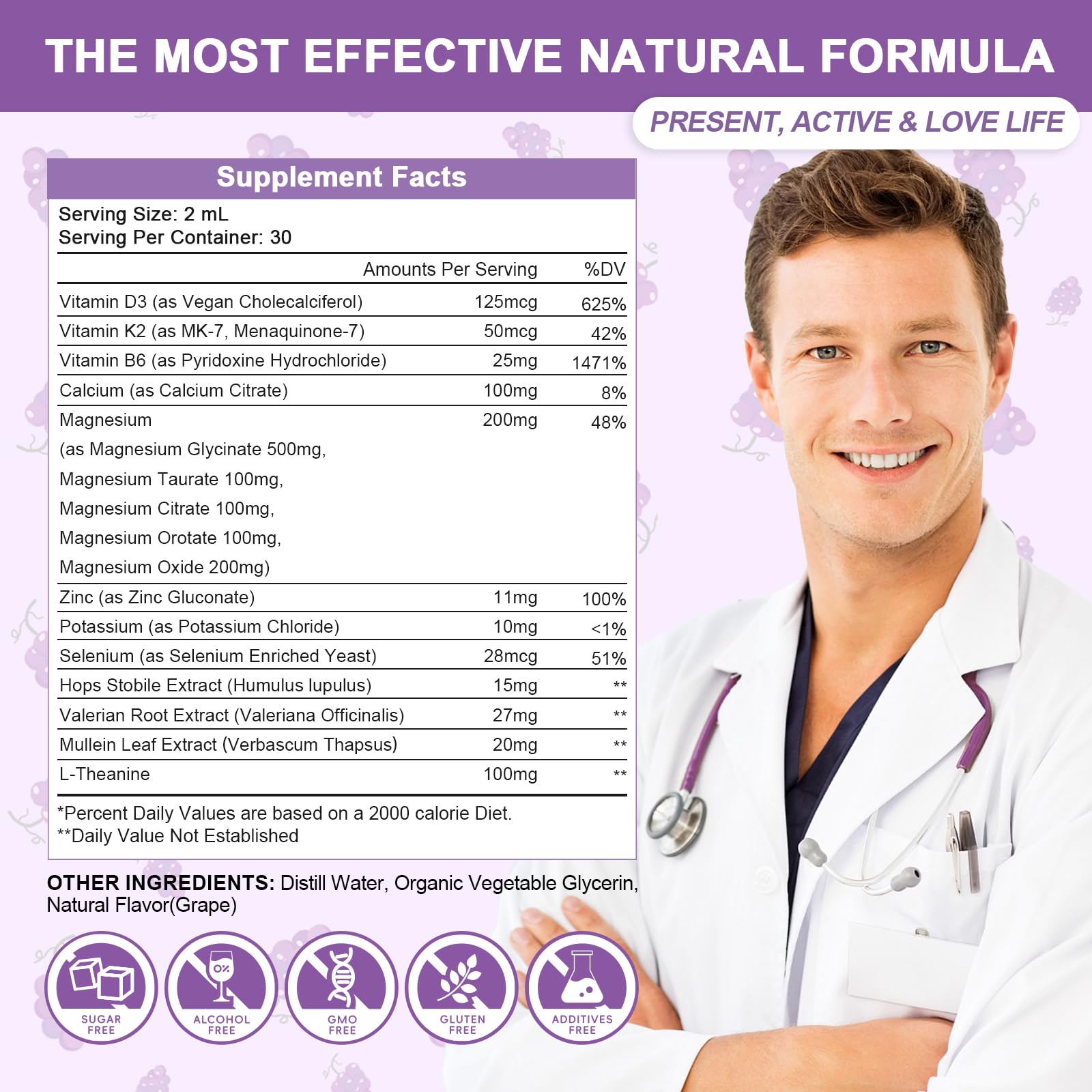 GREENPEOPLE Magnesium Glycinate Liquid Drops grape flavor appeal.