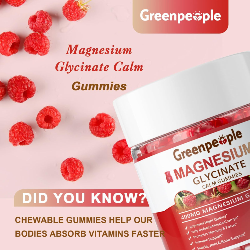 Gummies ingredient panel includes calcium, magnesium, D3, and B6 for balance