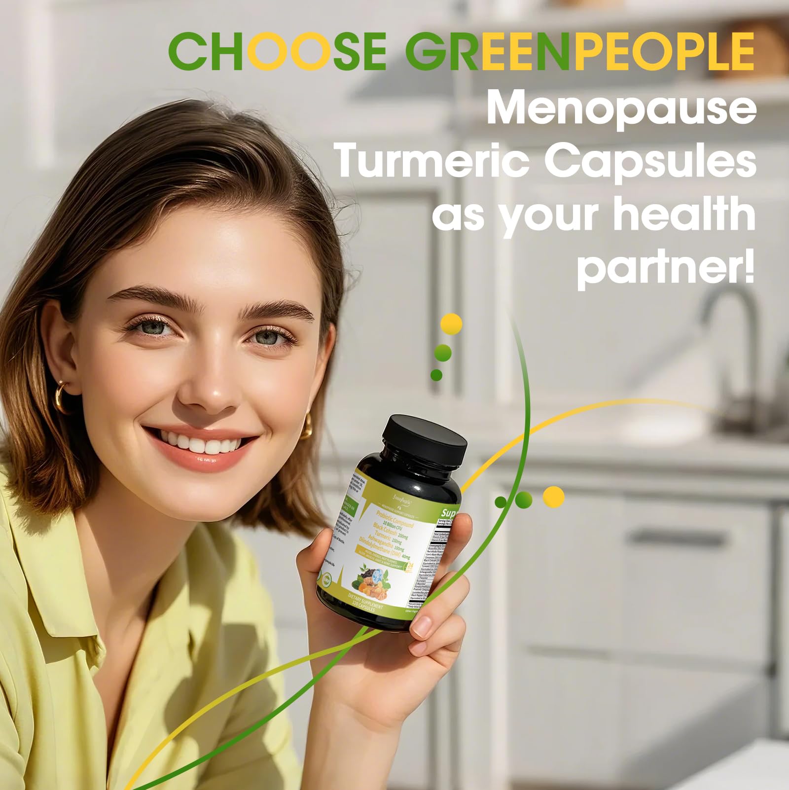 GreenPeople red clover formula bottle indicating hot flash relief possibilities.