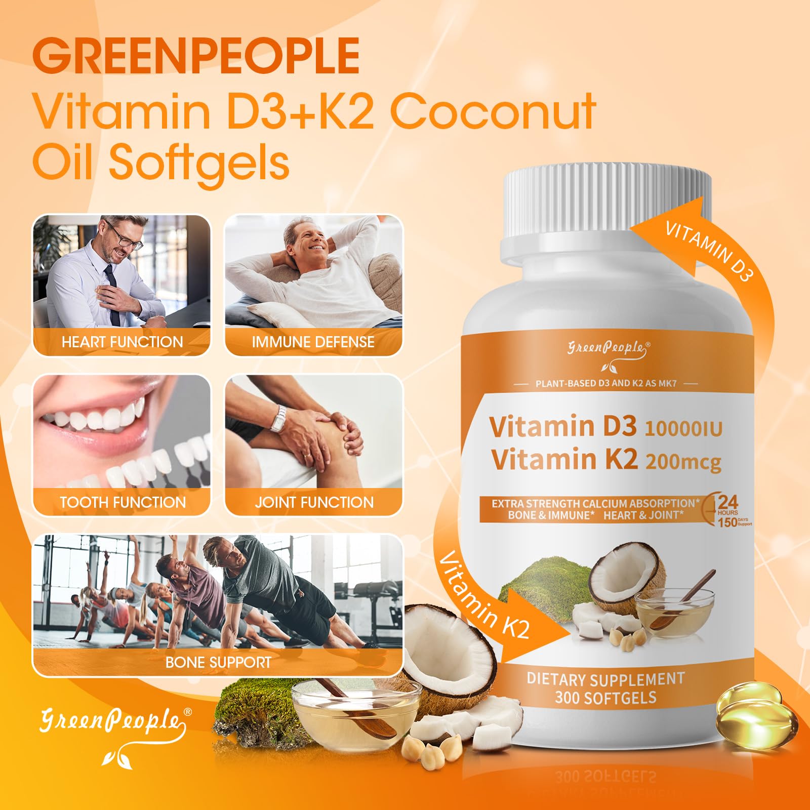 GreenPeople vegan softgels icon signaling plant-based source.