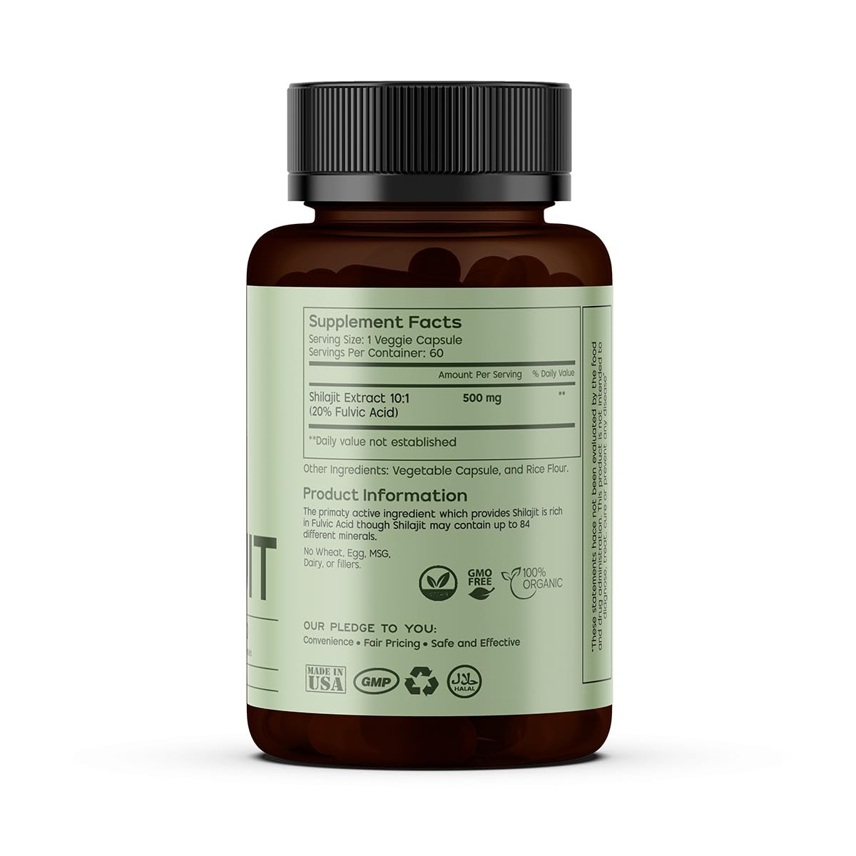 GREEN'S BEST Shilajit capsules packaging closeup highlighting organic extract.