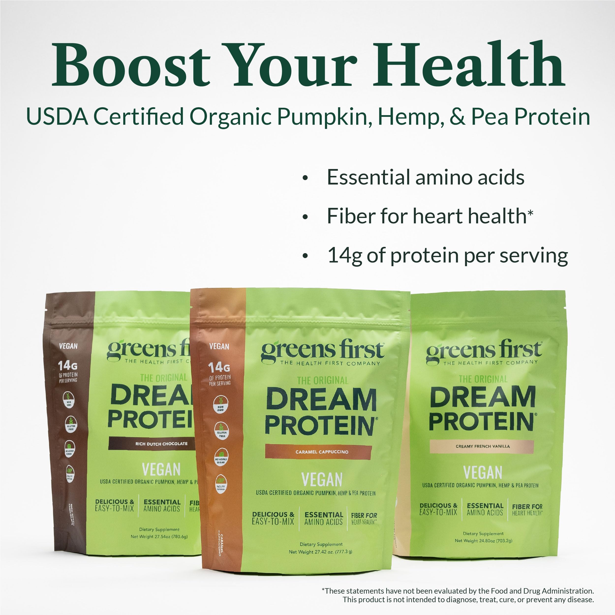 Greens First Dream Protein organic certification label for trust