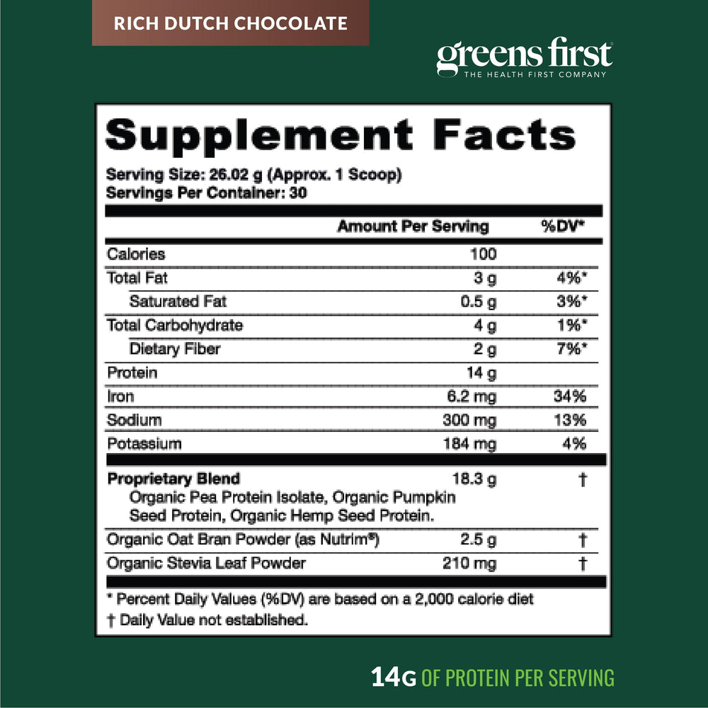 Greens First Dream Protein rich chocolate shake night-time drink