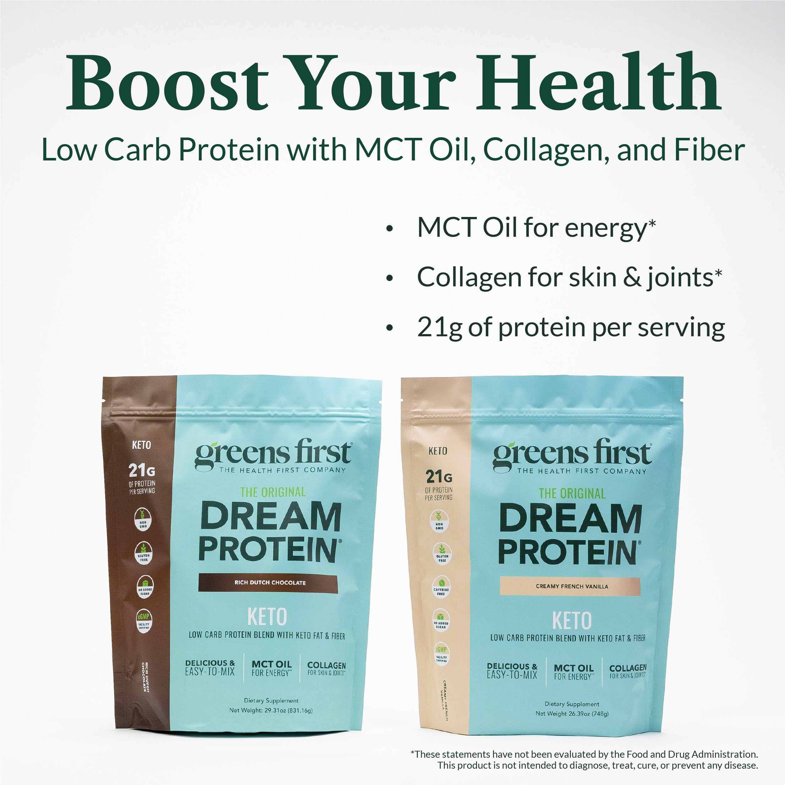 Greens First Dream Protein Powder MCT oil glass captures creamy texture for post-workout refreshment