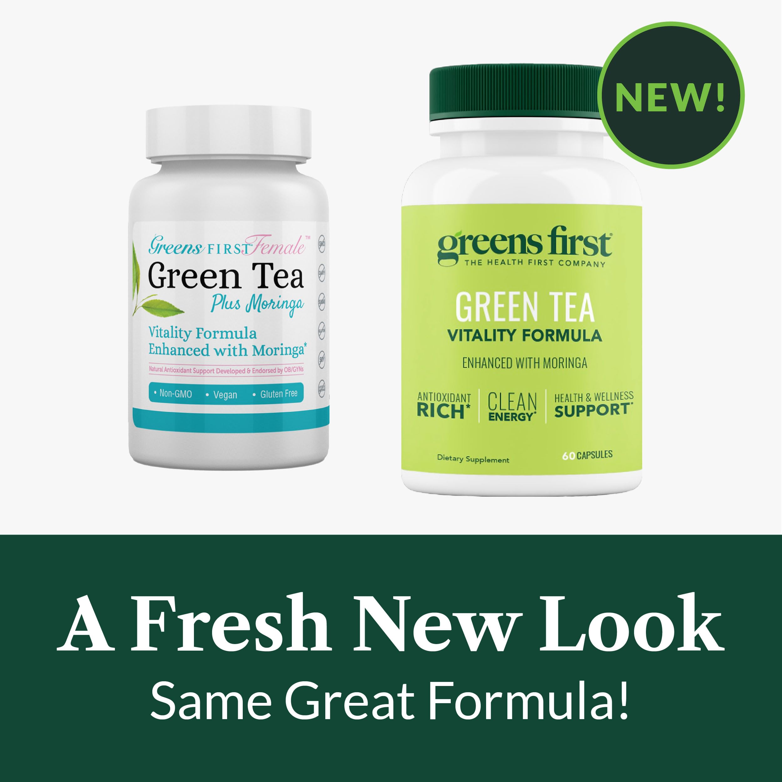 Green Tea extract and powder hint at EGCG-rich energy.