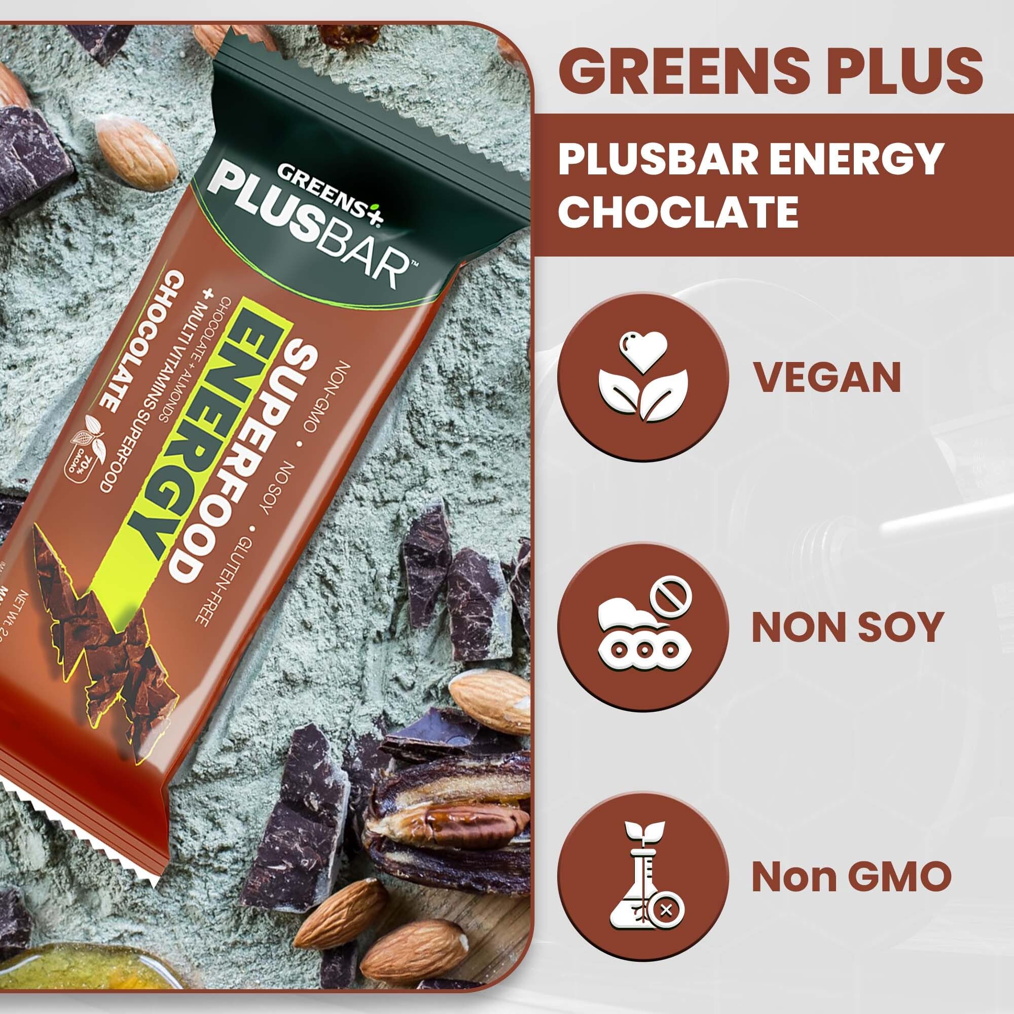 Greens+ Plusbar Energy Chocolate giving an energy boost during outdoor activity