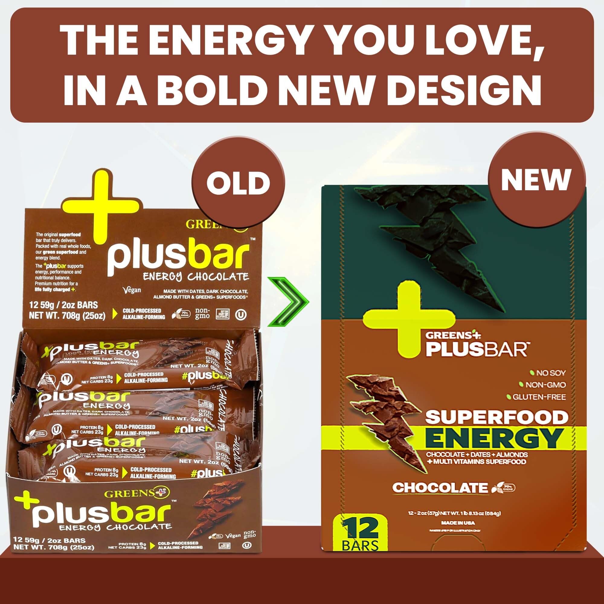 Greens+ Plusbar Energy Chocolate on the go for quick nourishment