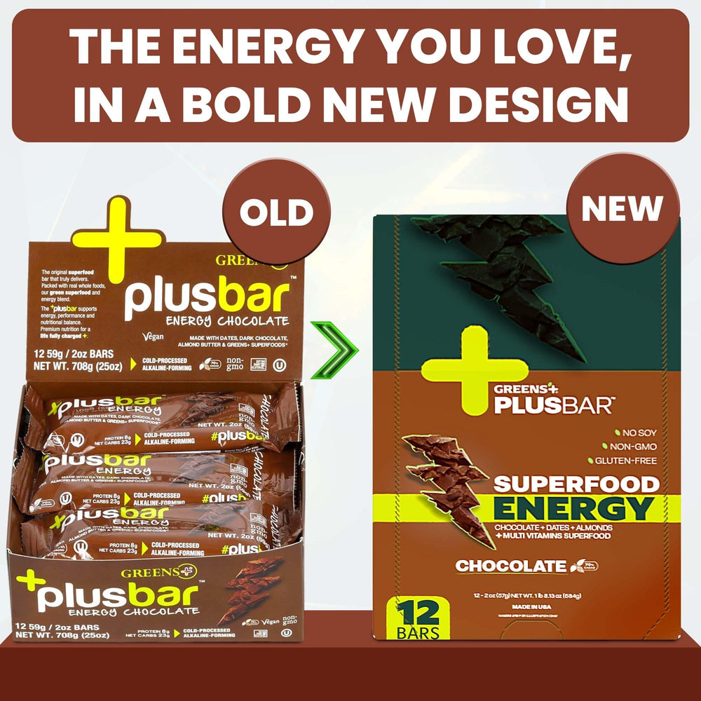 Greens+ Plusbar Energy Chocolate on the go for quick nourishment