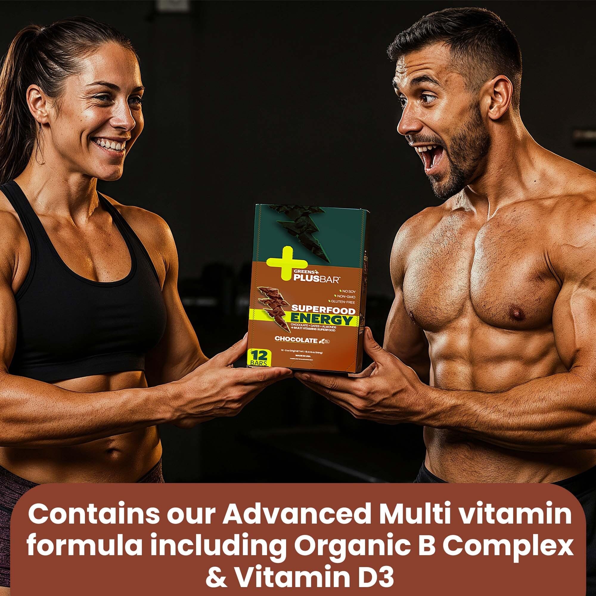 Greens+ Plusbar Energy Chocolate during workout for pre or post energy