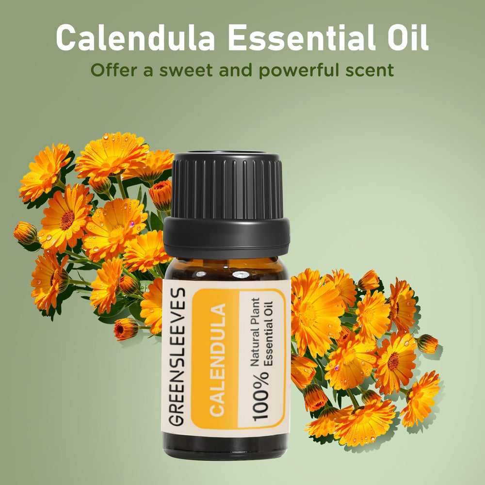 GREENSLEEVES Calendula oil dropper-pour for precise blending with diffusers.