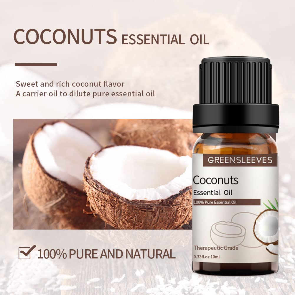 Close-up of GREENSLEEVES Coconut Essential Oil dropper for precise usage.