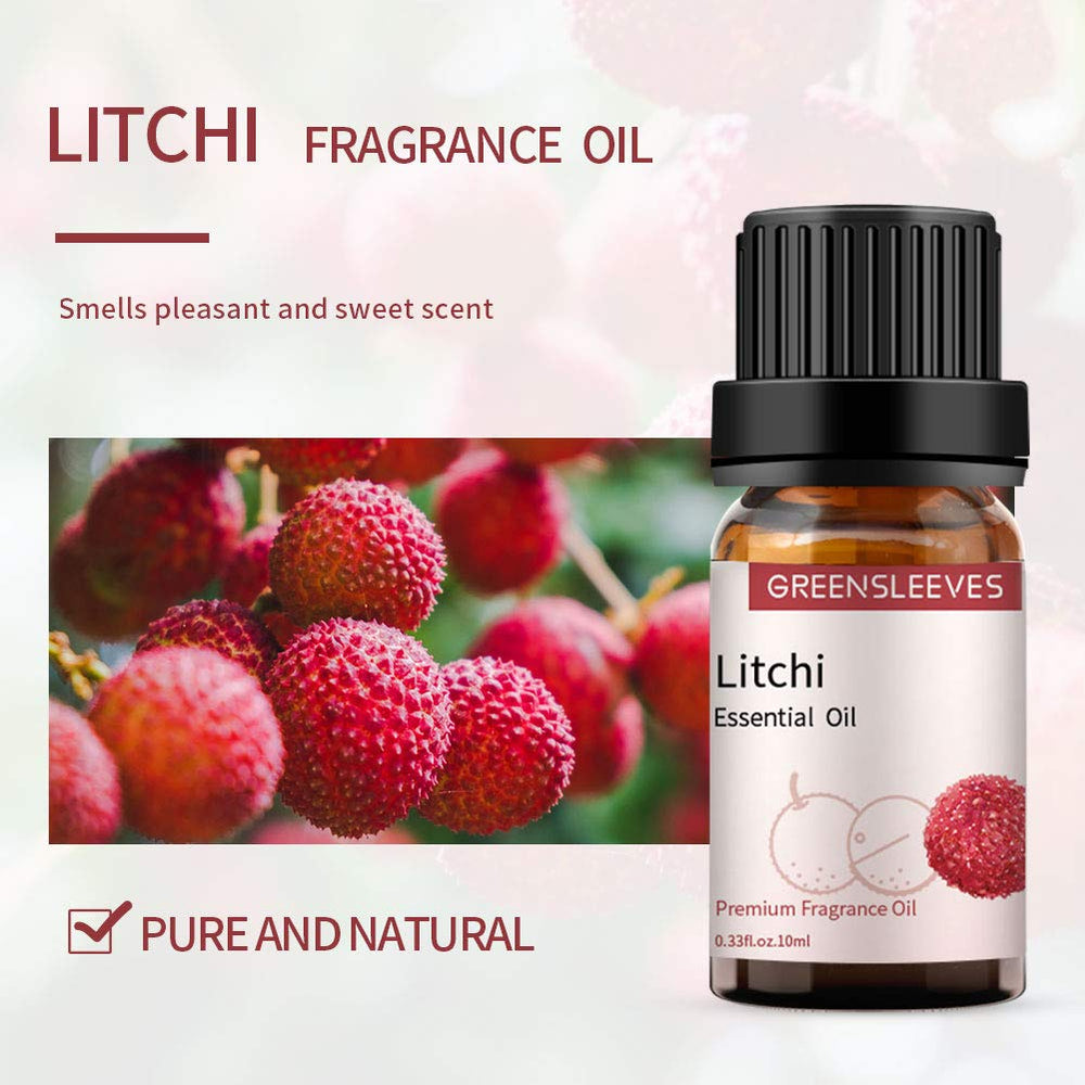 GREENSLEEVES Lychee essential oil diffuser scene with gentle fragrance.