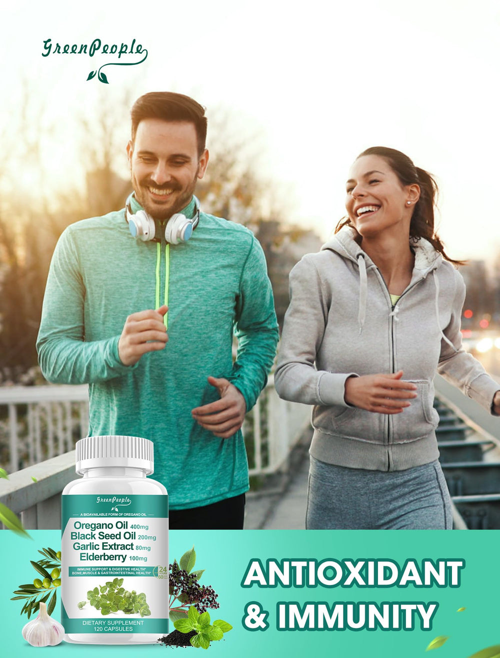 GREENPEOPLE daily-use routine image for immune, digestive, and respiratory support