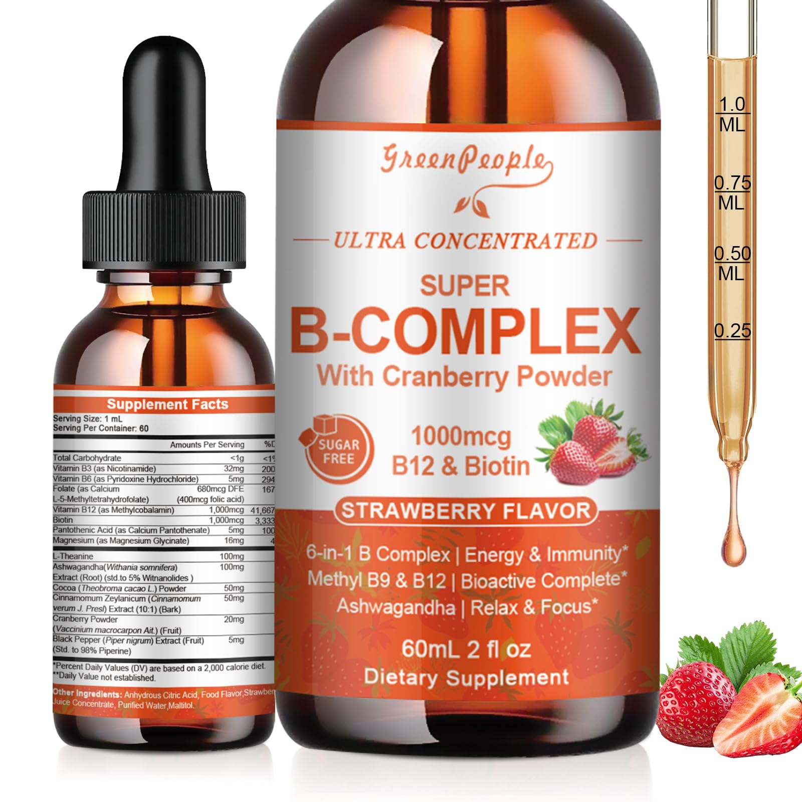GREENPEOPLE Vitamin Methylated B Complex bottle front, vegan formula for daily energy.