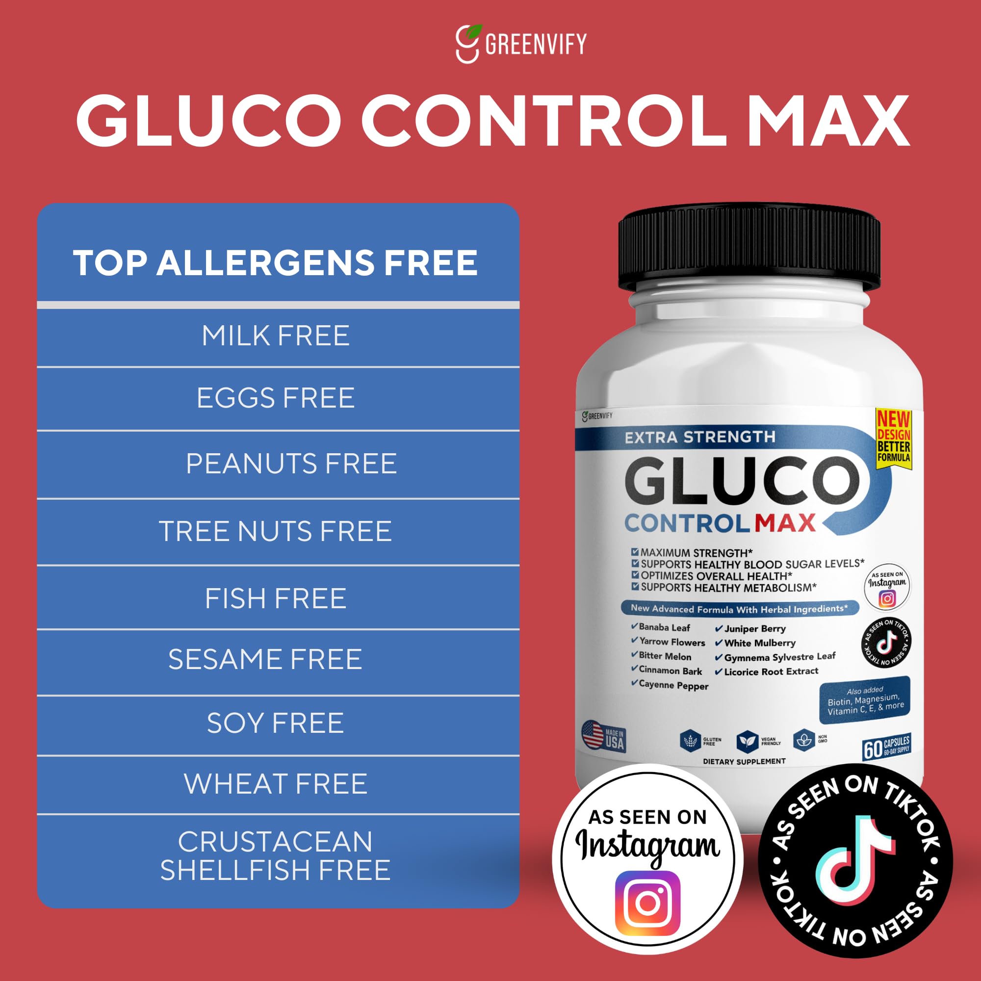 GREENVIFY Gluco Control Max capsules close-up for easy daily intake.