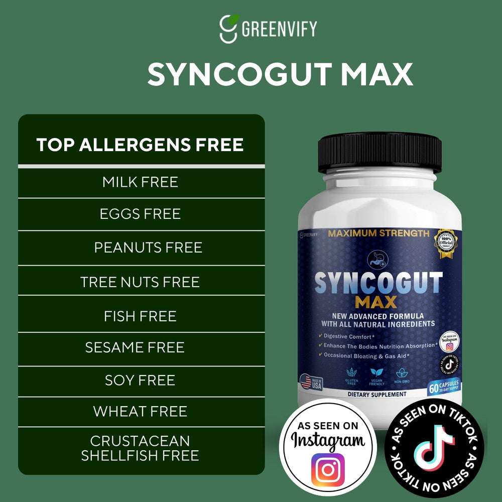 Daily-use setup with SyncoGut Max beside a meal.