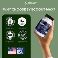 Product shot showing plant-based formula and gentle on the stomach.