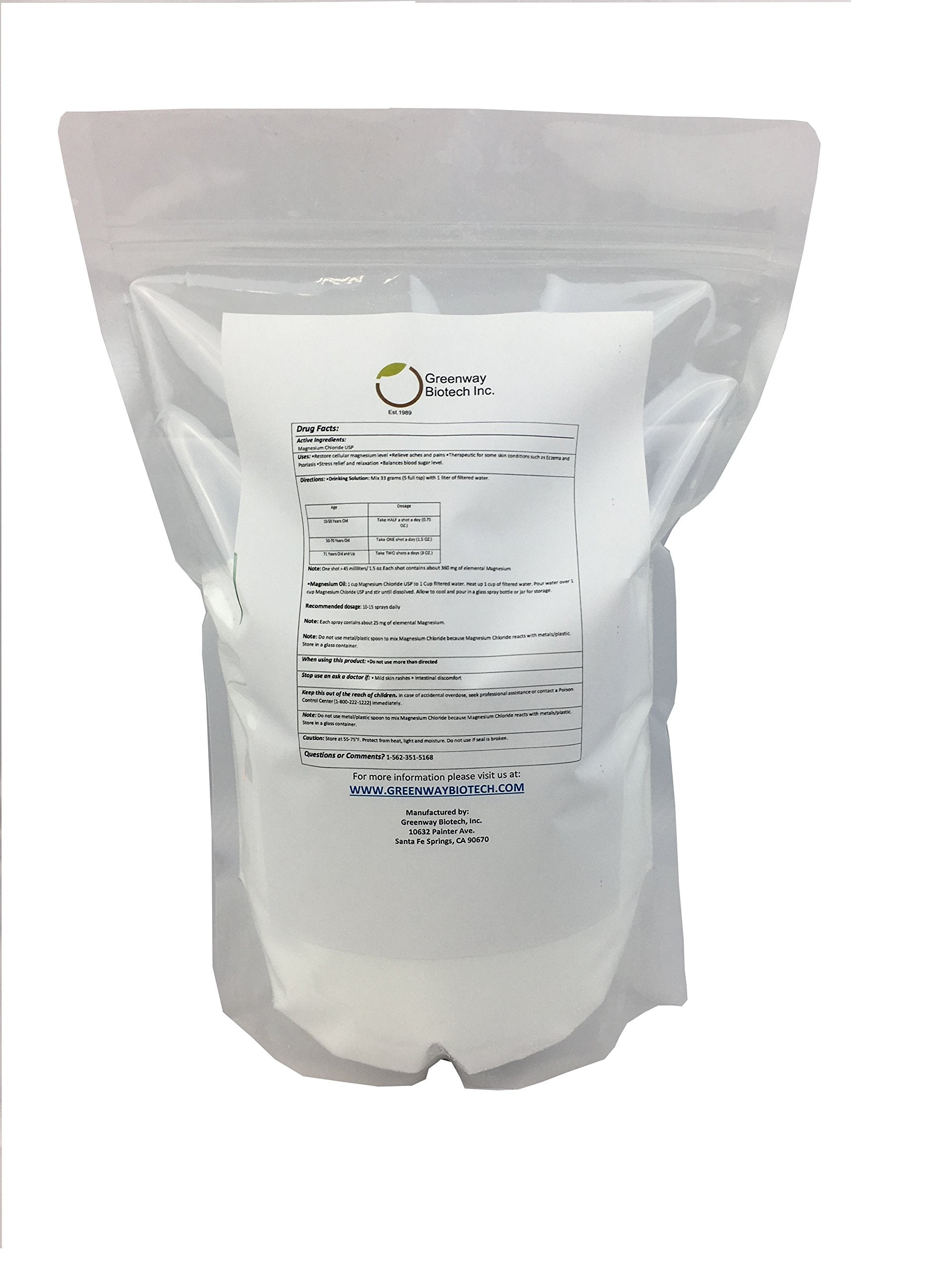 Greenway Biotech magnesium chloride USP powder dissolving in water for a beverage boost.