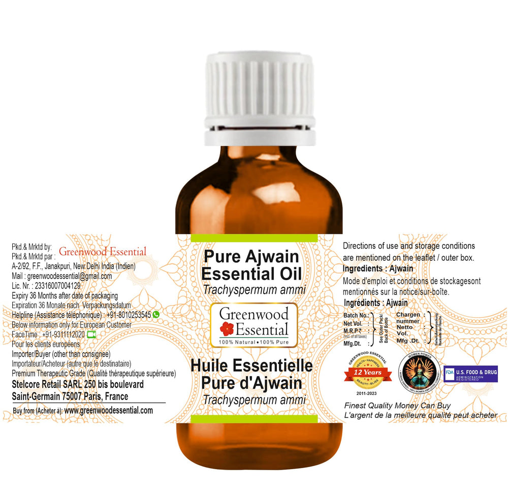 Ajwain oil ready for diffuser use by Greenwood Essential for home aroma