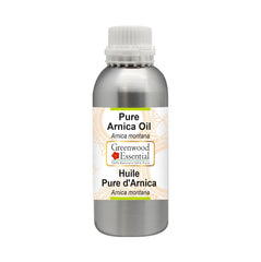 Greenwood Essential Arnica Oil bottle showcases premium packaging preserving potency.