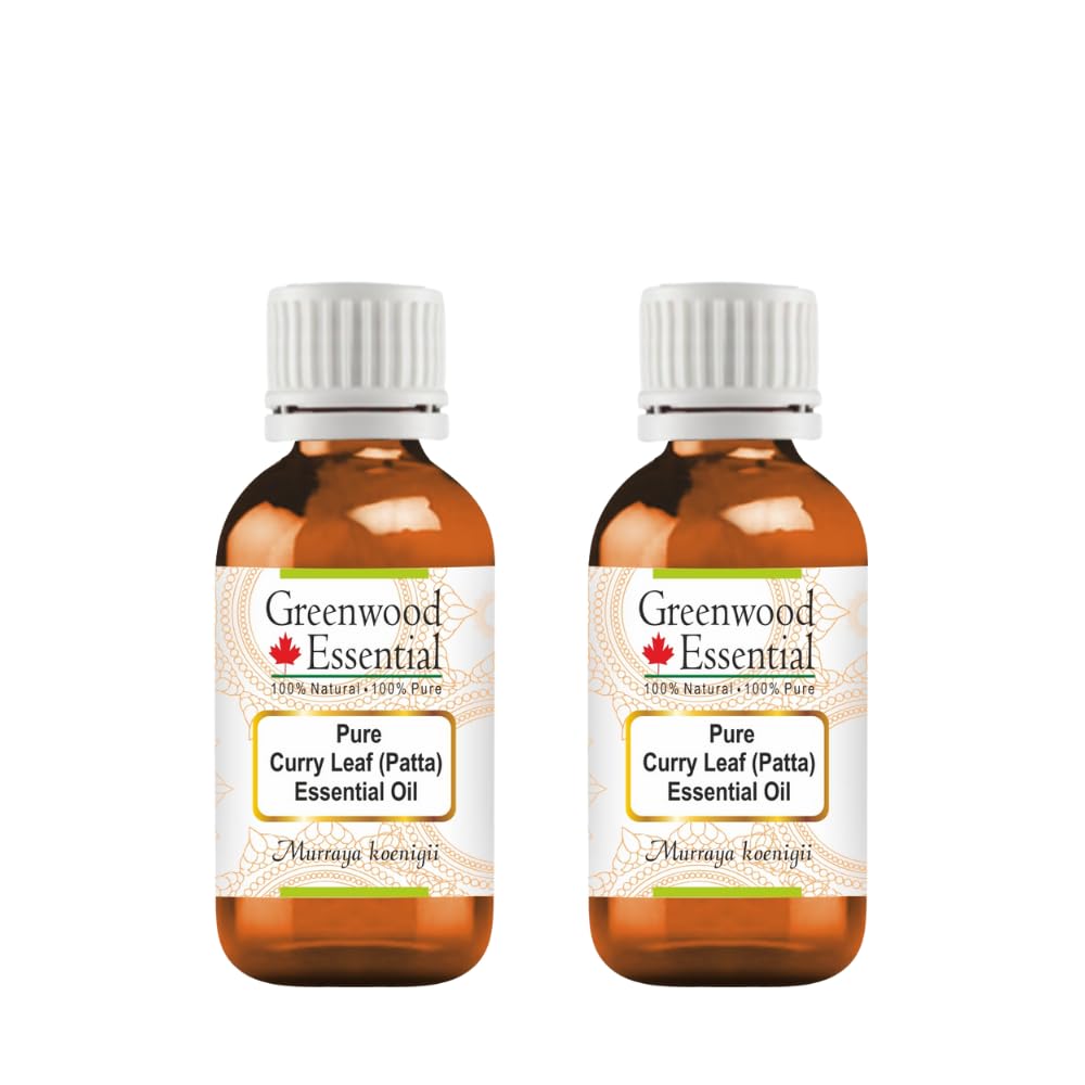 Greenwood Essential curry leaf oil bottle setup for balanced daily skincare.