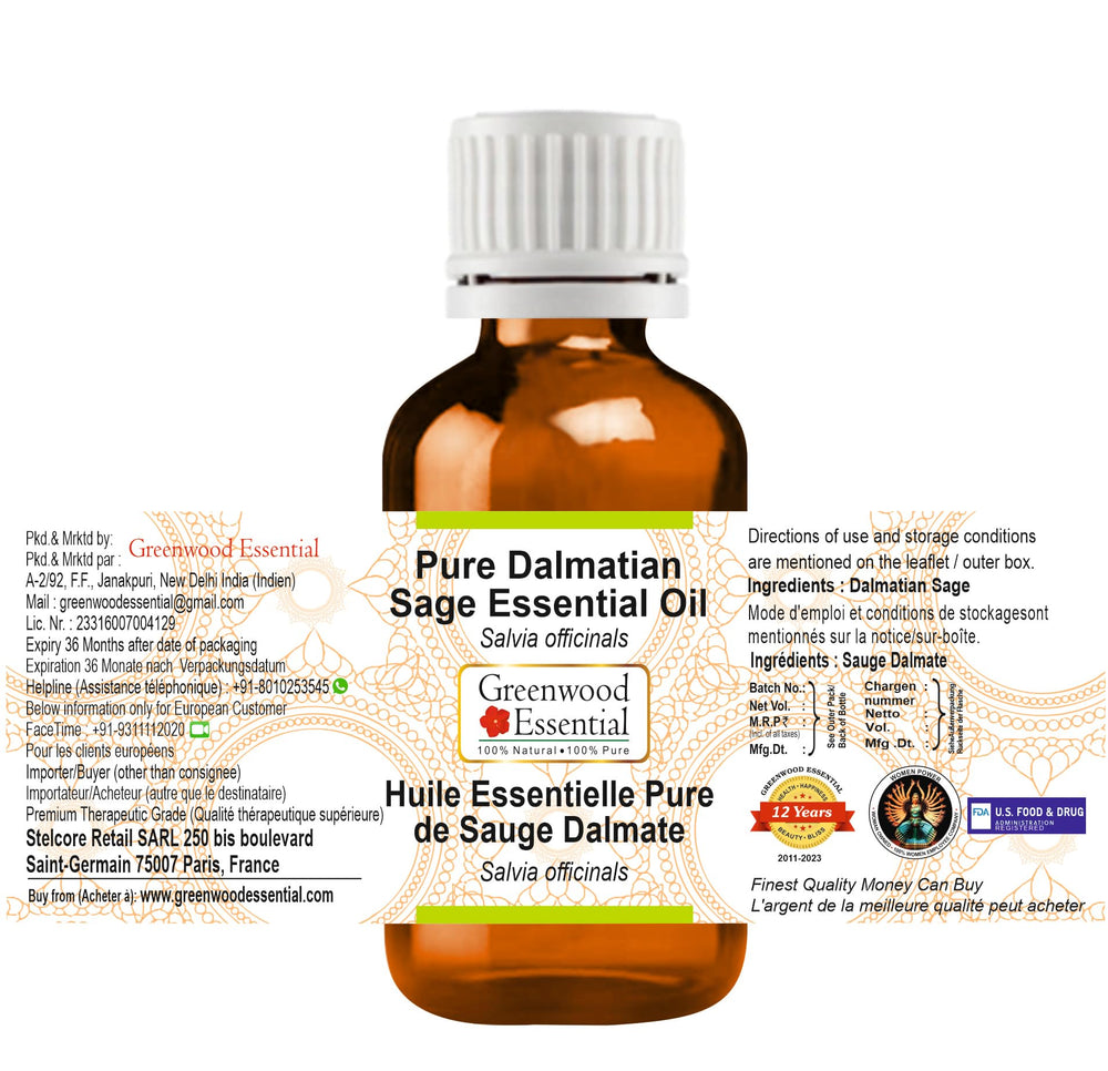 Greenwood Essential Dalmatian Sage oil in a diffuser suggesting calming aroma